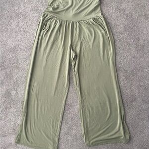 Women's Olive Green Wide-Leg Pants